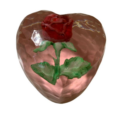 lucite rose paperweight