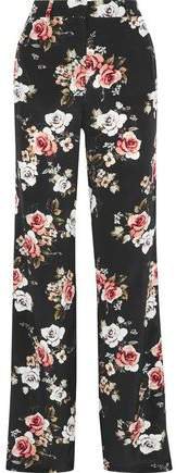 Floral-print Silk Wide-leg Pants