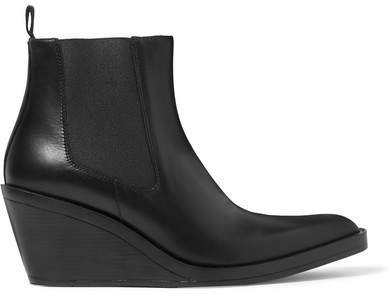 Bleeker Leather Wedge Ankle Boots - Black
