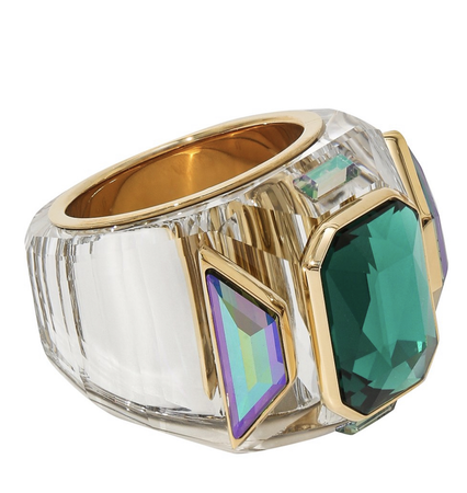 ring gold green glass