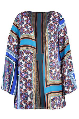 Plus Bohemian Scarf Print Kimono | Boohoo