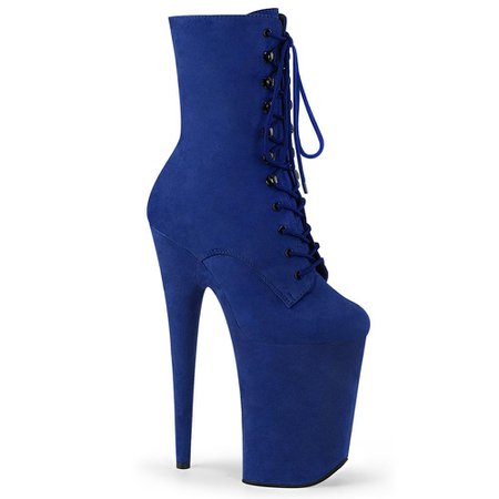 Infinity 1020FS Blue Faux Suede Platform Ankle Boots – BananaShoes