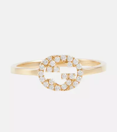 Interlocking G 18 Kt Gold Ring With Diamonds in Gold - Gucci | Mytheresa