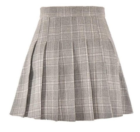 grey plaid skirt