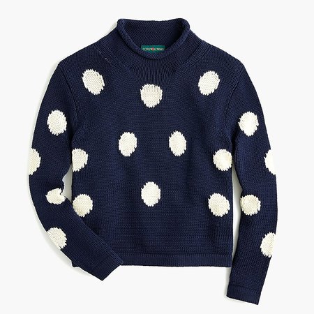 J.Crew: Women's 1988 Rollneck™ Cropped Sweater In Dot blue