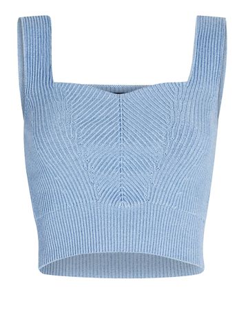Magali Pascal Josephine Ribbed Linen-Blend Crop Top in blue | INTERMIX®