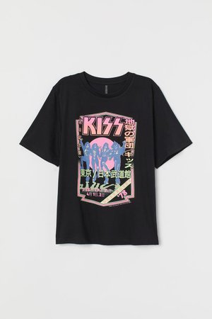 T-shirt with Motif - Black/KISS - Ladies | H&M US