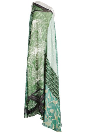 Printed Silk Chiffon Asymmetric Dress Gr. IT 40