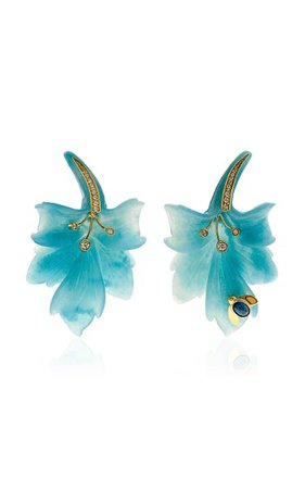 Blue Honey Lilly Flower Earrings By Casa Castro | Moda Operandi