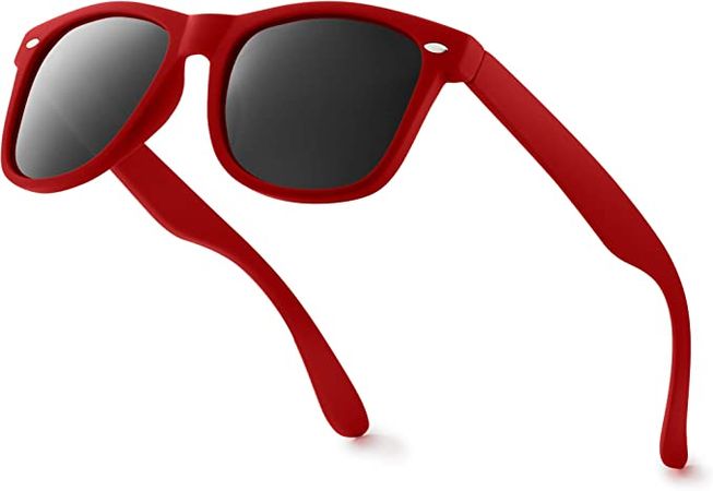 Retro Rewind Classic Polarized Sunglasses,Red | Smoke Polarized at Amazon Women’s Clothing store