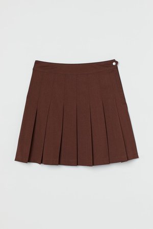 Short Pleated Skirt - Brown - Ladies | H&M US