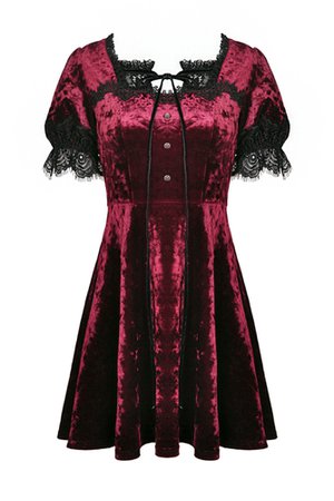 Nevaeh Red Velvet Gothic Lolita Mini Dress by Dark in Love