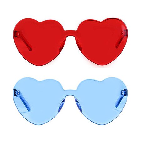 Amazon.com: One Piece Heart Shaped Rimless Sunglasses Transparent Candy Color Eyewear(3 color): Shoes