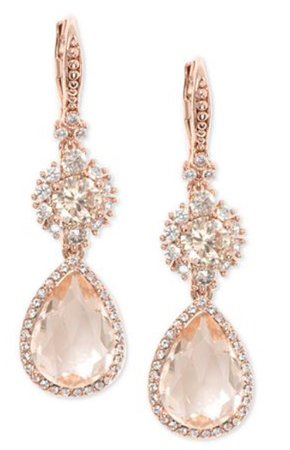 Marchesa Rose Gold-Tone Crystal Double Drop Earrings