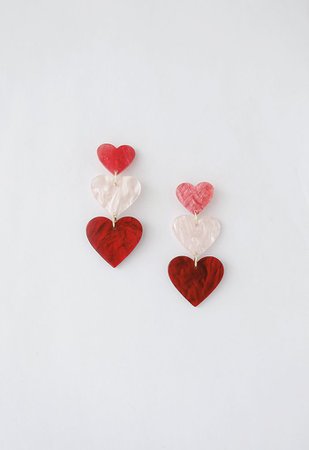 Triple Hearts Drop Earrings - Retro, Indie and Unique Fashion