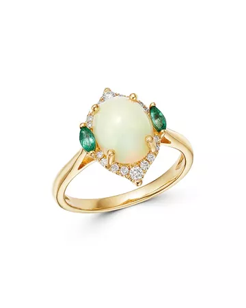 Bloomingdale's Opal, Emerald & Diamond Ring in 14K Yellow Gold - 100% Exclusive | Bloomingdale's