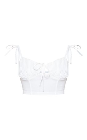 WHITE RUCHED CUP CROP TOP