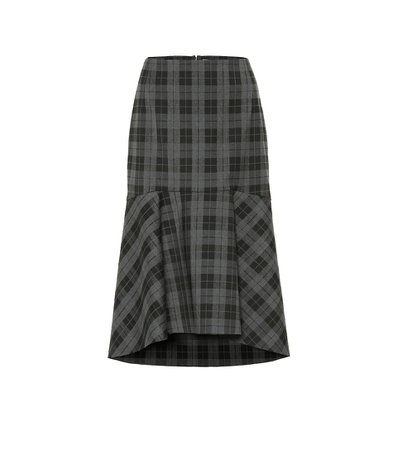 Balenciaga Checked wool-blend midi skirt