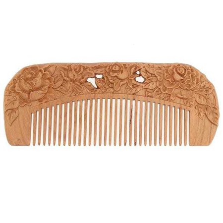 PEACHWOOD CARVED ROSES FLOWERS SEAMLESS DOME HAIR COMB