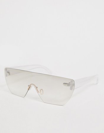 ASOS DESIGN visor sunglasses in clear flash frame | ASOS