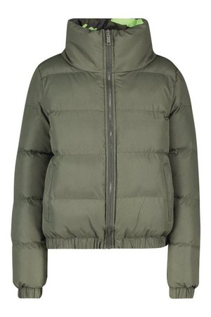 Reversible Puffer Jacket | Boohoo green