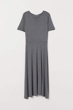 Calf-length Jersey Dress - Gray