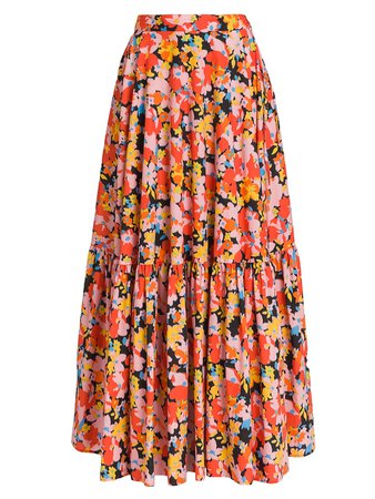 Plan C Ikat Flower-Print Maxi Skirt