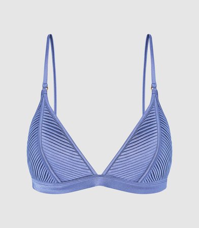 Raquel Blue Pleat Detail Bikini Top – REISS