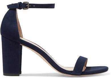 Nearly Nude Suede Sandals - Blue