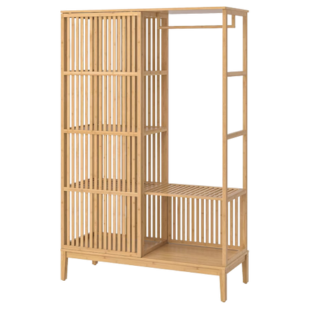 ikea NORDKISA Open wardrobe with sliding door, bamboo, 120x186 cm (47 1/4x73 1/4 ")