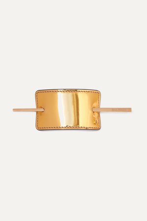 BALMAIN PARIS HAIR COUTURE Gold-tone and metallic leather hair pin