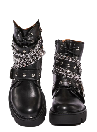 black boots chains