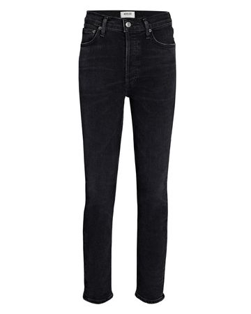 AGOLDE Nico High-Rise Skinny Jeans in black | INTERMIX®