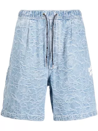 A BATHING APE® frayed-detail Denim Shorts - Farfetch