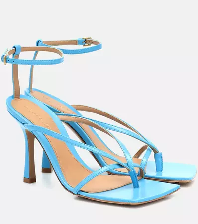 Stretch Leather Sandals in Blue - Bottega Veneta | Mytheresa