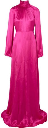 Silk-blend Satin Gown - Fuchsia