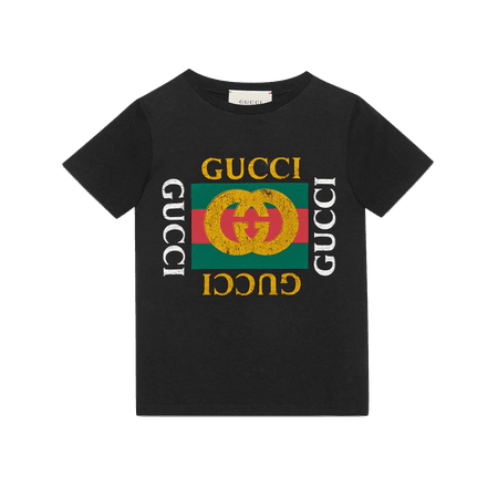 Childrens Black Tshirt Gucci Vintage Logo