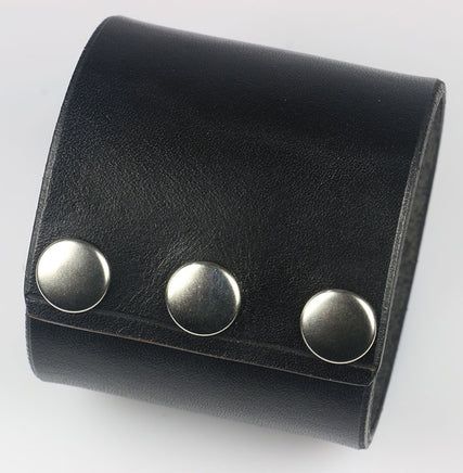 Plain 2 3/8" Wide Leather Wrist Cuff, Black| Leatherpunk