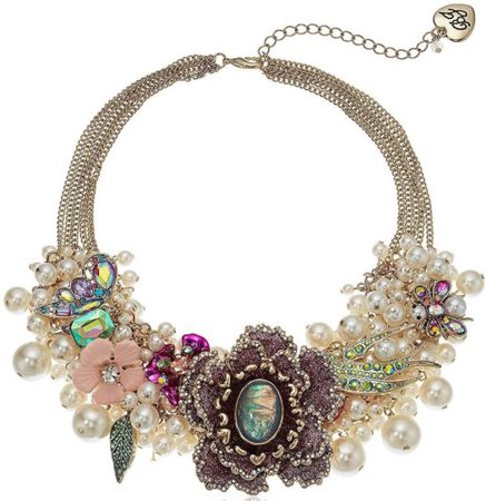 $195 NWT BETSEY JOHNSON BLOOMING BETSEY FLOWER & PEARL STATEMENT NECKLACE PINK 889295277034 | eBay