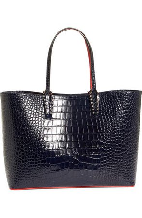 Christian Louboutin Cabata Croc Embossed Leather Tote | Nordstrom