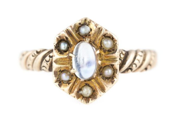 Antique Moonstone Pearl Cluster Ring – Lillicoco