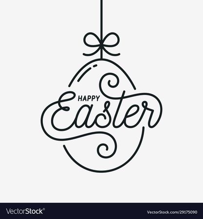 Easter egg card happy linear egg on white Vector Image