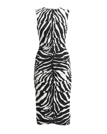 Dolce&Gabbana Zebra-Print Ruched Cady Midi Dress | Neiman Marcus
