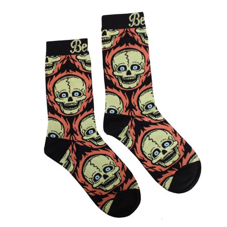 Beistle® Flaming Skull Socks - Pale Yellow Variant - Creepy Co.