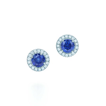 Tiffany Soleste earrings in platinum with sapphires and diamonds. | Tiffany & Co.