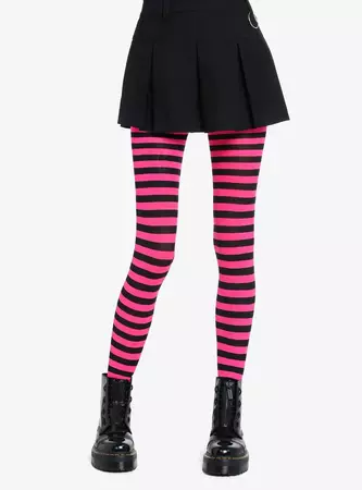 Hot Topic Leg Avenue Black & Hot Pink Stripe Tights | Hawthorn Mall