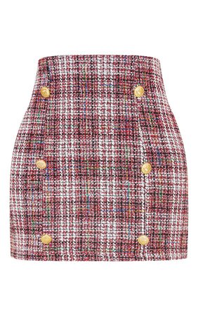 Black Tweed Button Detail Mini Skirt | Skirts | PrettyLittleThing USA