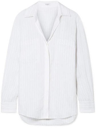 Aceline Pinstriped Linen Shirt - White