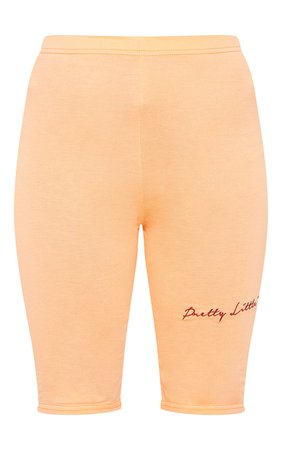PRETTYLITTLETHING Peach Embroidered Bike Shorts | PrettyLittleThing USA