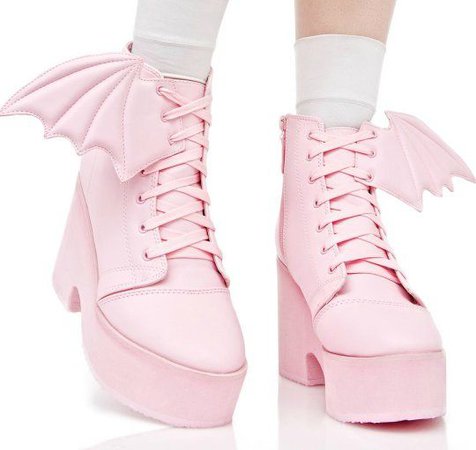 Pink Bat Wing Platform Boots